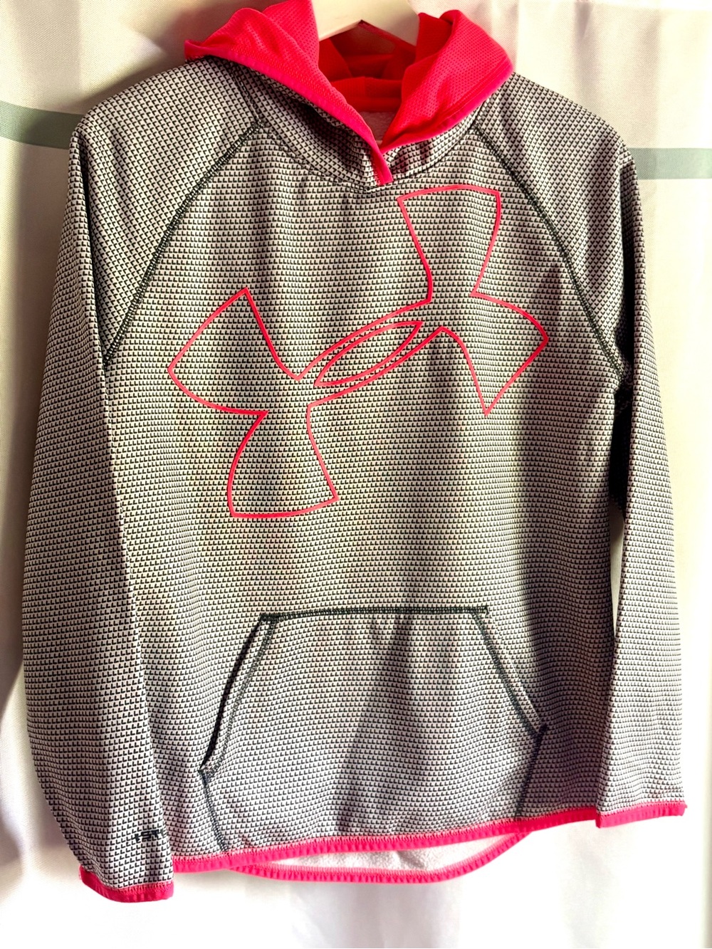 Under Armour Gray Hoodie with Pink Hood & Logo